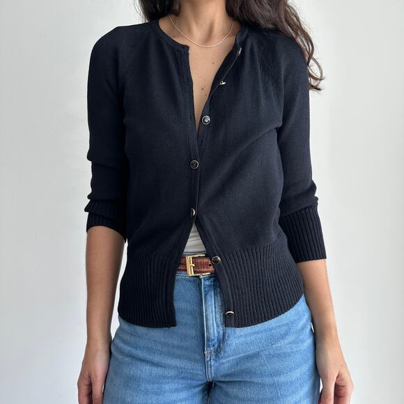 St John Sweater Womens P Santana Knit Button Front Cardigan Old Money Minimalist - Picture 3 of 9